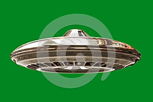ufo isolated on green background