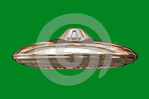 ufo isolated on green background