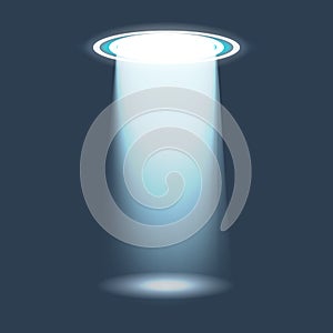 UFO light vector. Alien sky beams. Ufo spaceship with beam, saucer ufo flying illustration