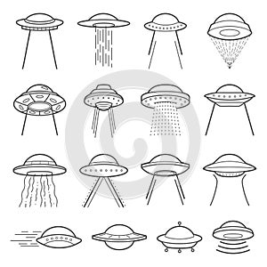 UFO logo elements. Mystical symbol paranormal phenomena