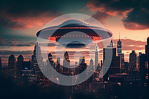 ufo over the city made with.generative ai