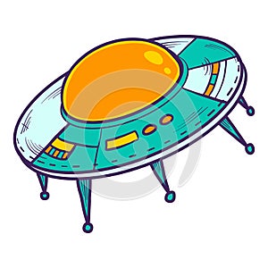 Ufo space ship icon, hand drawn style