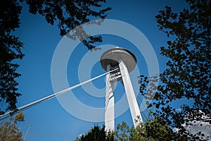 UFO veža s reštauráciou v Moste SNP, Bratislava, Slovensko