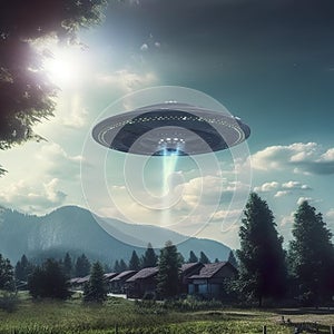 UFO UAP over houses with mountain views presents a captivating and mysterious aerial phenomenon