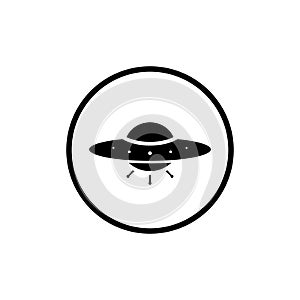 UFO, unidentified flying object icon vector in circle line