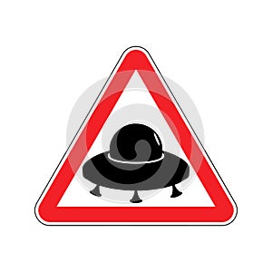 UFO Warning sign yellow. Aliens Hazard attention symbol. Danger