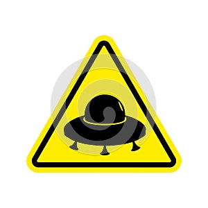 UFO Warning sign yellow. Aliens Hazard attention symbol. Danger