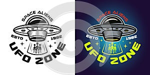 Ufo zone vector emblem in two styles