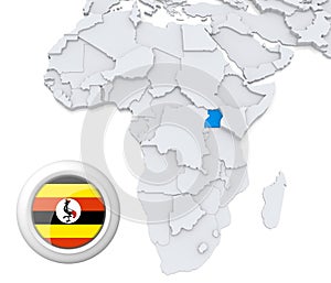 Uganda on Africa map