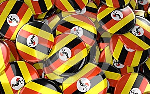Uganda Badges Background - Pile of Ugandan Flag Buttons.
