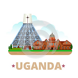 Uganda country design template Flat cartoon style