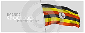 Uganda happy independence day greeting card, banner with template text vector illustration