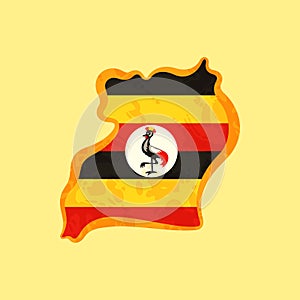 Uganda - Map colored with Ugandan flag