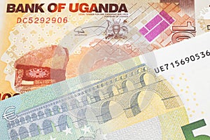 Ugandan currency paired with money from Europe