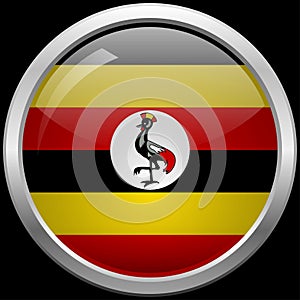 Ugandan flag glass button vector illustration