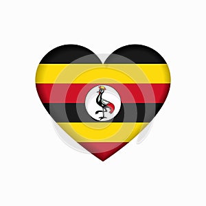 Ugandan flag heart-shaped sign. Vector illustration.