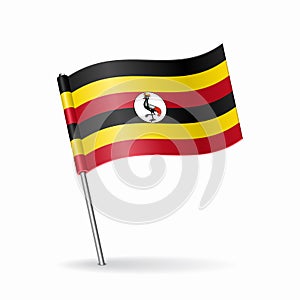 Ugandan flag map pointer layout. Vector illustration.