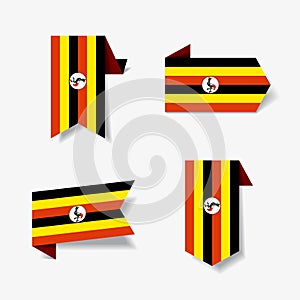 Ugandan flag stickers and labels. Vector illustration.