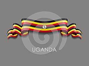 Ugandan flag wavy ribbon background. Vector illustration.