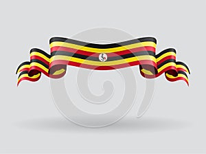 Ugandan wavy flag. Vector illustration.