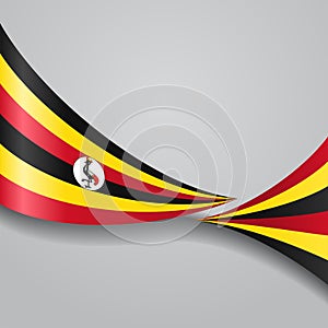 Ugandan wavy flag. Vector illustration.