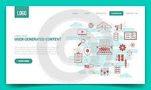 Ugc user generated content concept with circle icon for website template or landing page banner homepage