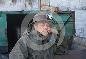 Uglegorsk, Ukraine - March 12, 2014: Miner mine Uglegorskaya