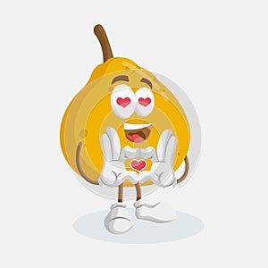 Ugli Fruit mascot and background in love pose