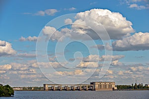 Uglich hydroelectric power station on river in Russia