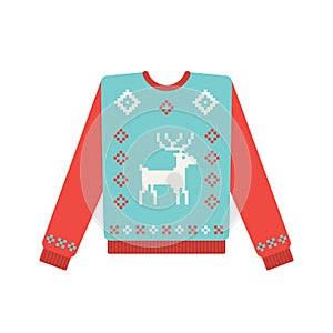 Ugly christmas sweater with deer pattern