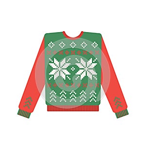 Ugly christmas sweater with deer pattern photo