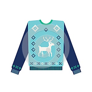 Ugly christmas sweater with knitted deer