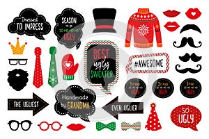 Ugly Christmas sweater party photo booth props