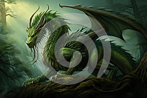 An ugly green dragon, symbol of the year 2024..