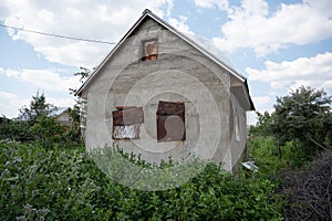 Ugly house at abandoned dacha photo