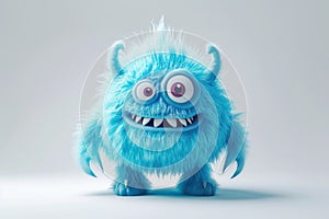Ugly monster with a tired and depressed expression, fabulous creature made by hand from blue plasticine. Scary face of