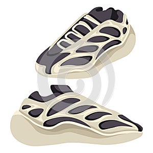 Ugly sneakers trendy pair of shoes footwear vector