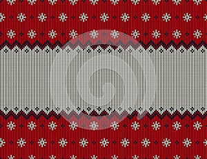 Ugly sweater at Buffalo Plaid Merry Christmas and Happy New Year greeting card frame border . illustration knitted background