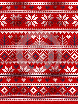 Ugly sweater Christmas party pattern. Knitted background seamless scandinavian knitting ornaments.