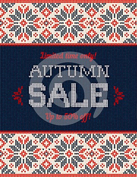 Ugly sweater Christmas Season Winter Autumn Sale Poster. Knitted pattern