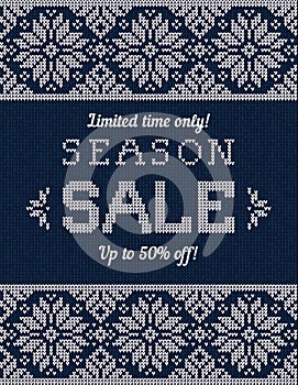 Ugly sweater Christmas Season Winter Autumn Sale Poster. Knitted pattern