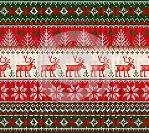 Ugly sweater Merry Christmas Happy New Year seamless pattern frame