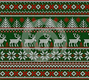 Ugly sweater Merry Christmas Happy New Year seamless pattern frame