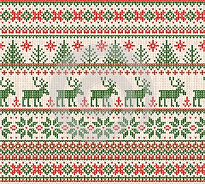 Ugly sweater Merry Christmas Happy New Year seamless pattern frame photo