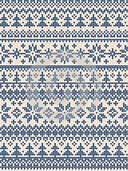 Ugly sweater Merry Christmas Happy New Year Vector illustration knitted background seamless pattern folk style scandinavian