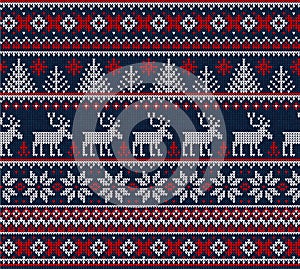 Ugly sweater Merry Christmas Happy New Year seamless pattern frame