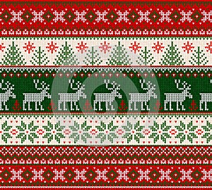 Ugly sweater Merry Christmas Happy New Year seamless pattern frame