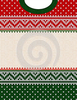 Ugly sweater Merry Christmas ornament scandinavian style knitted background frame border