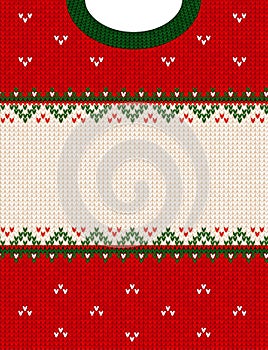 Ugly sweater Merry Christmas ornament scandinavian style knitted background frame border