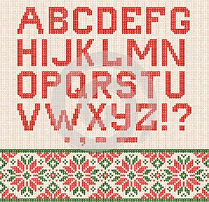 Ugly sweater Season Winter Sale Poster. Knitted background pattern scandinavian ornaments.